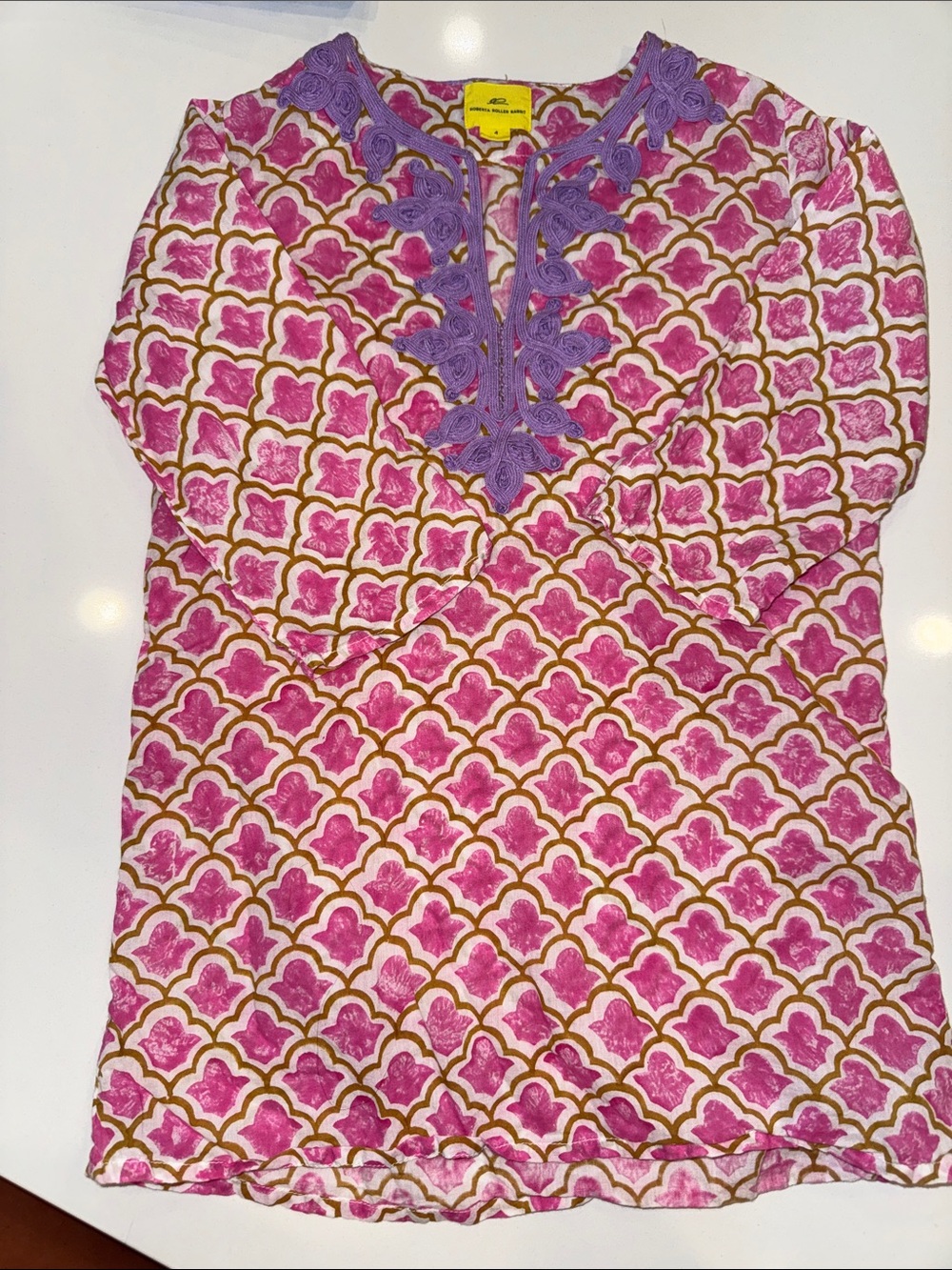 Roberta Roller Rabbit Kids Pink and Purple Patterned Swim Coverup size 4 SO CUTE